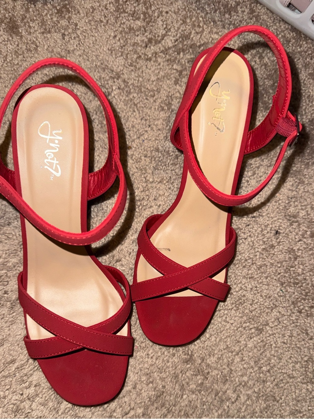 Life Stride Red Strappy Ankle-Heel Sandals